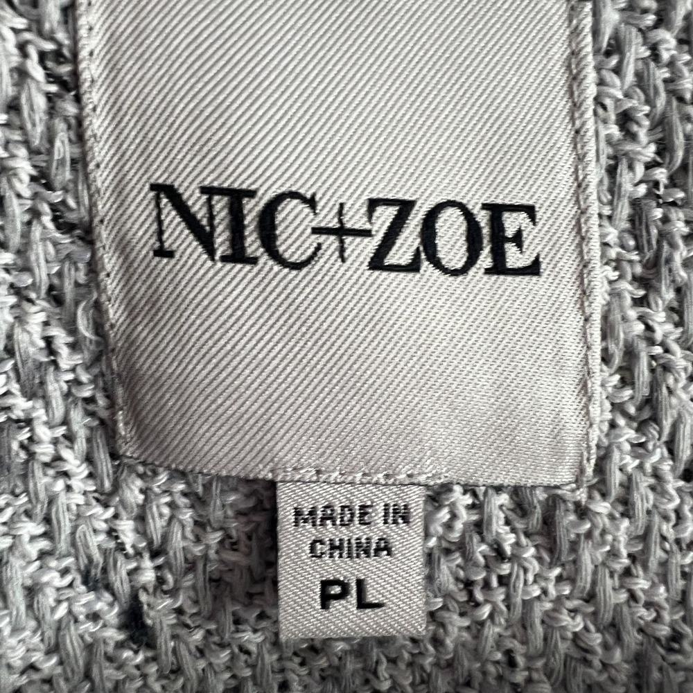 Nic+Zoe‎ Womens Blazer Finge Mix Knit Blazer Tweed Military Chore One Button PL - Picture 8 of 9